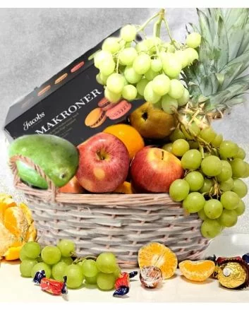 Fruktkurv og Makroner, Overraskelse gave
Bestill blomster online, Send blomster til Norge, Firmagaver til ansatte, Luksuriøse firmagaver, Bedriftsgaver med logo, påskeegg til ansatte, Påskegaver, Påskeegg og gaver, Påskegavekurver, Julegaver online, Eksk